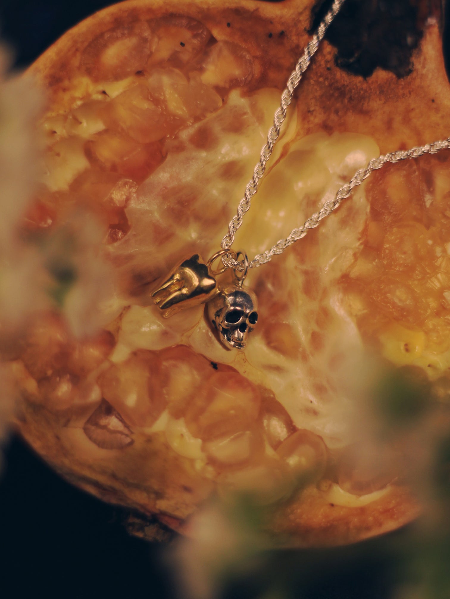 Memento Mori (Collar Calavera Y Muela) - Amuleto Inspirado En La época Victoriana En Plata De