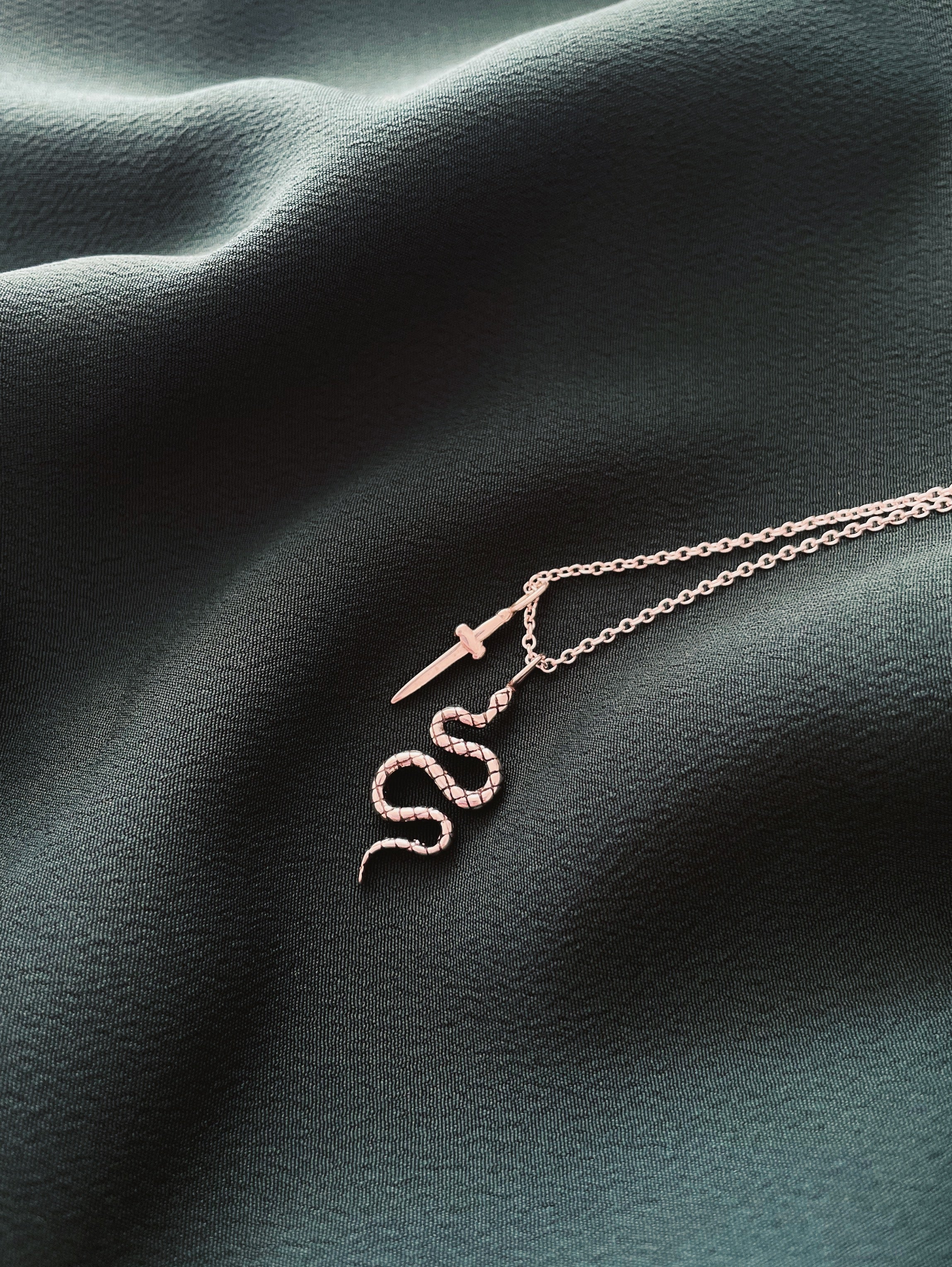 Python Necklace Diamond Python (Snake Necklace) - 925 Sterling Silver & 18k Gold Plated ...